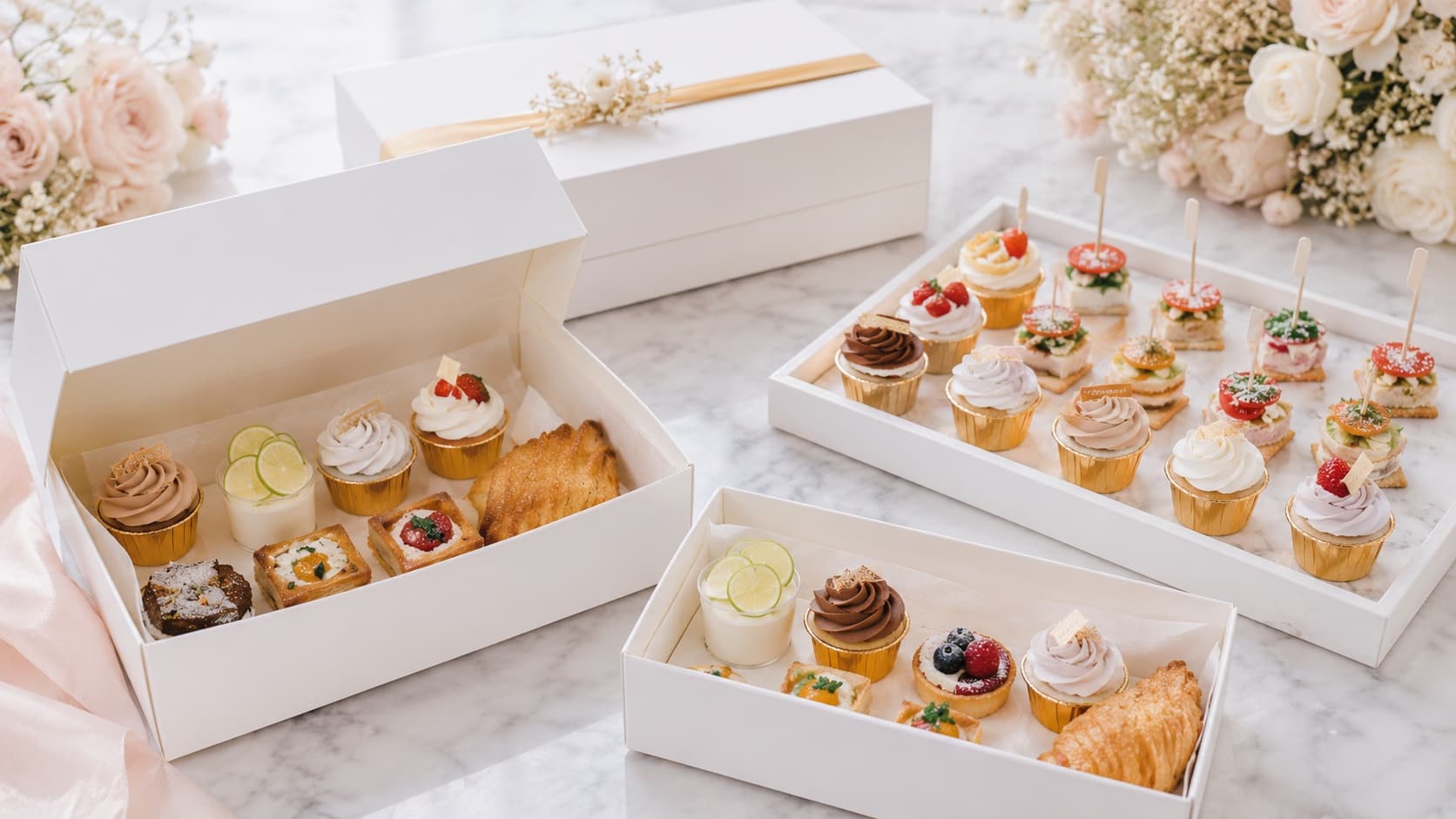 Vava dessert catering tray of macarons, cream puffs, and mini tarts delivered for a GTA event