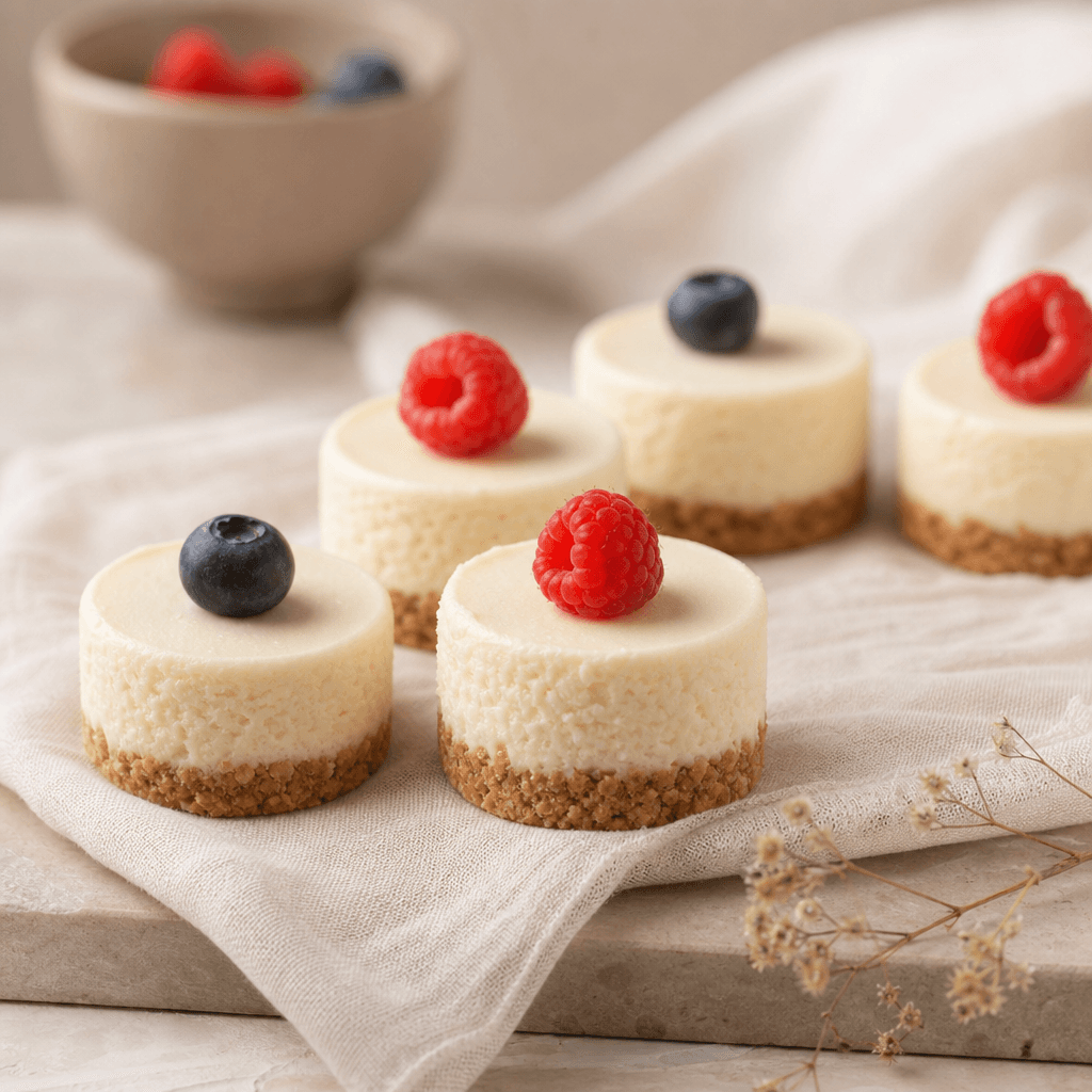 Mini cheesecake bites for catering — Vava Dessert Tables Toronto