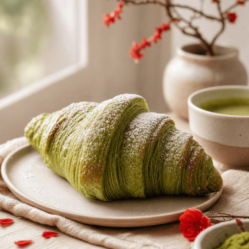 Matcha croissant for catering — Vava Dessert Tables Toronto