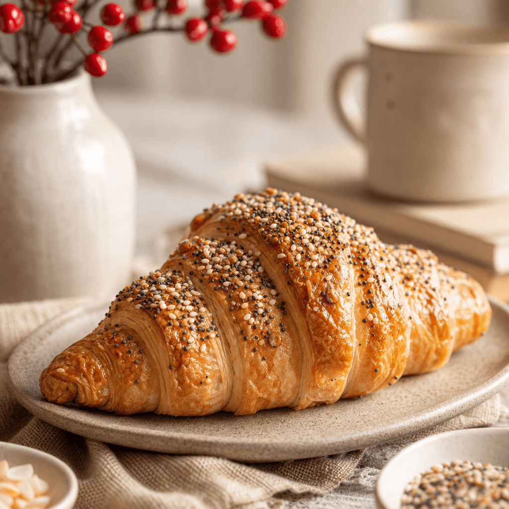 Everything bagel croissant for catering — Vava Dessert Tables Toronto